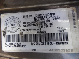 2003 Toyota Corolla Gray 1.8L AT #Z23269